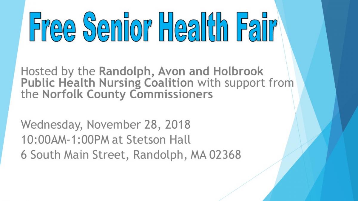 Information about a free senior health fair on November 28